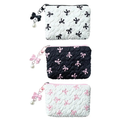 Bow Canvas Makeup Bag Large Capacity Travel Organizer - Smarsty