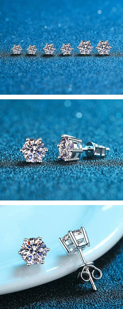Sterling Silver Moissanite Stud Earrings Certified D - Smarsty