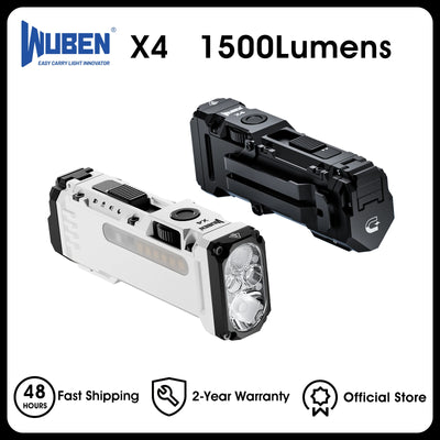 WUBEN X4 EDC Flat Flashlight with RGB Light, 1500 Lumens Mini Flashlight with Tactical Switch and Magnetic, IP68 Portable Pocket - Smarsty