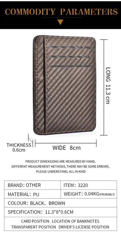 Men's Slim Thin Minimalist Front Pocket Wallets Men Anti Rfid Blocking Protected Magic ID Credit Card Holder PU Leather Wallets - Smarsty
