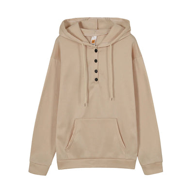 European and N Women's Long-sleeved Loose Casual Hooded Drawstring Pocket Hoodie - Smarsty