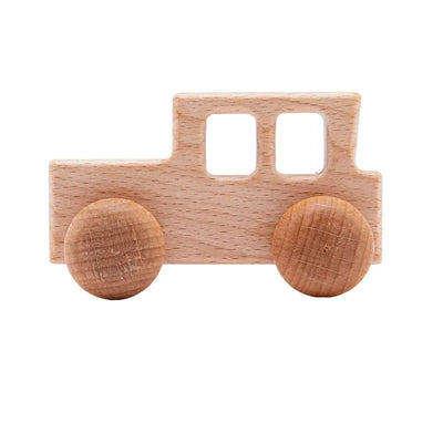 Wooden Baby Car Toys Beech Wooden Dinosaur Cartoon Car Teether Educational Montessori Toys For Children Teething Baby Toys - Smarsty