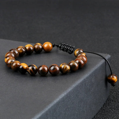 Adjustable 8mm Tiger Eye Beads Bracelet for Yoga Healing - Smarsty