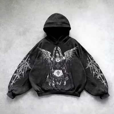 American Y2K New Fashion Trend Fleece Padded Zipper Hoodie Women Street Hip Hop Joker Loose Sweatshirt Couple Casual Punk Hoodie - Smarsty