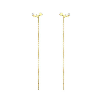 925 Sterling Silver Star Earrings with Tassel Design for Women - Smarsty