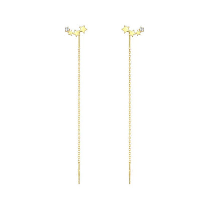 925 Sterling Silver Star Earrings with Tassel Design for Women - Smarsty