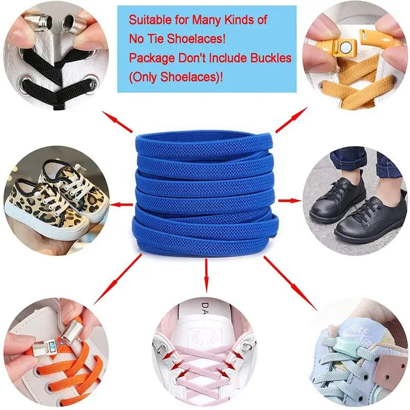Classic Elastic Shoelaces Flat Sneakers Shoe Laces 7mm Width Shoelace for Kids Adults Shoe Lace Accessories Shoestring Fashion - Smarsty
