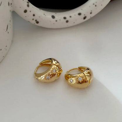 Elegant Stainless Steel Star Hoop Earrings with Rhinestones - Smarsty