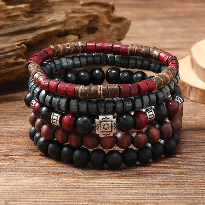 Ethnic Wood Bead Cactus Charms Bracelets for Women - Smarsty