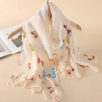 Women Print Chiffon Scarf Lightweight Sunscreen Shawl Wrap - Smarsty