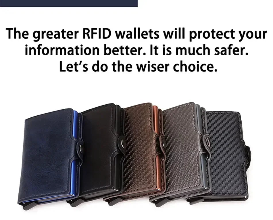 Carbon Fiber Rfid Blocking Men ID Credit Card Holders Wallet Leather Metal Business Bank CreditCard Cardholder Case Carteras