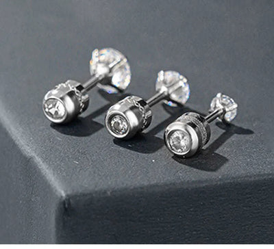 Stainless Steel Crystal Zircon Stud Earrings Hypoallergenic - Smarsty