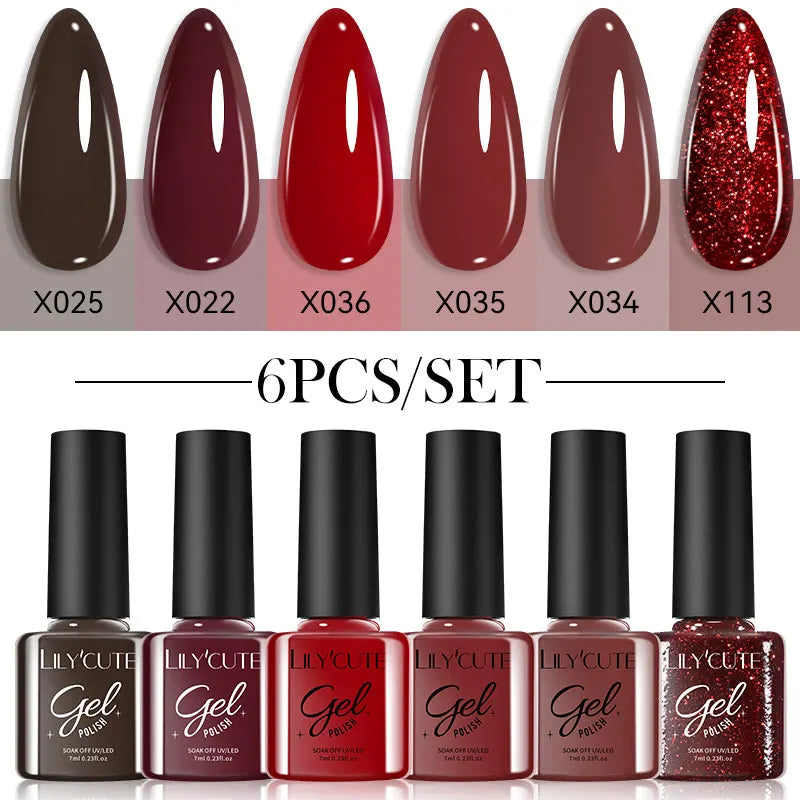 LILYCUTE 6 Piece Coffee Gel Nail Polish Set - Smarsty