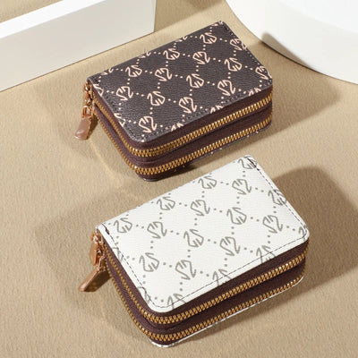Chic Vintage Zippered Card Holder Wallet for Women - Secure Multi-Card Slots, Fashionable Faux Leather with Coin PurseLuxurious - Smarsty
