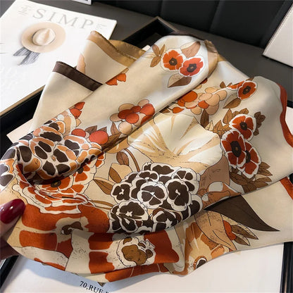 Luxury Silk Square Scarf for Women Spring Summer - Smarsty