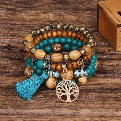 Bohemian Tree of Life Beaded Bracelet Set for Women - Smarsty