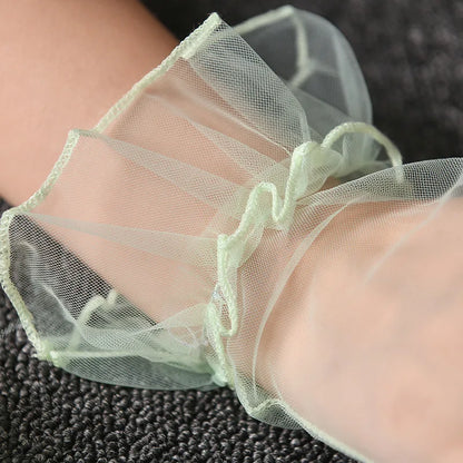 Women Lace Tulle Gloves Stretchy Full Finger Wedding Gloves - Smarsty