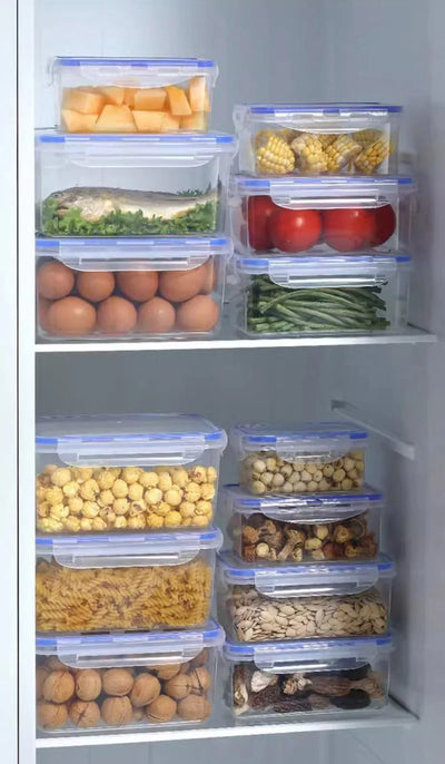 Kitchen Refrigerator Sealed Rectangular Refrigerator Storage Box with Lid Plastic Crisper Microwave-heated Lunch Box Storage Box by Smarsty
