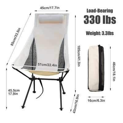 Westtune Portable Folding Camping Chair with Headrest Lightweight Tourist Chairs Aluminum Alloy Fishing Chair Outdoor Furniture by Smarsty