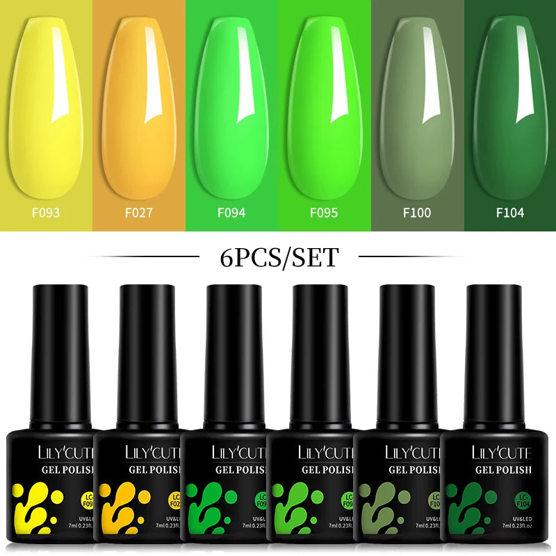 LILYCUTE 6Pcs Gel Nail Polish Kit Bright Pink - Smarsty