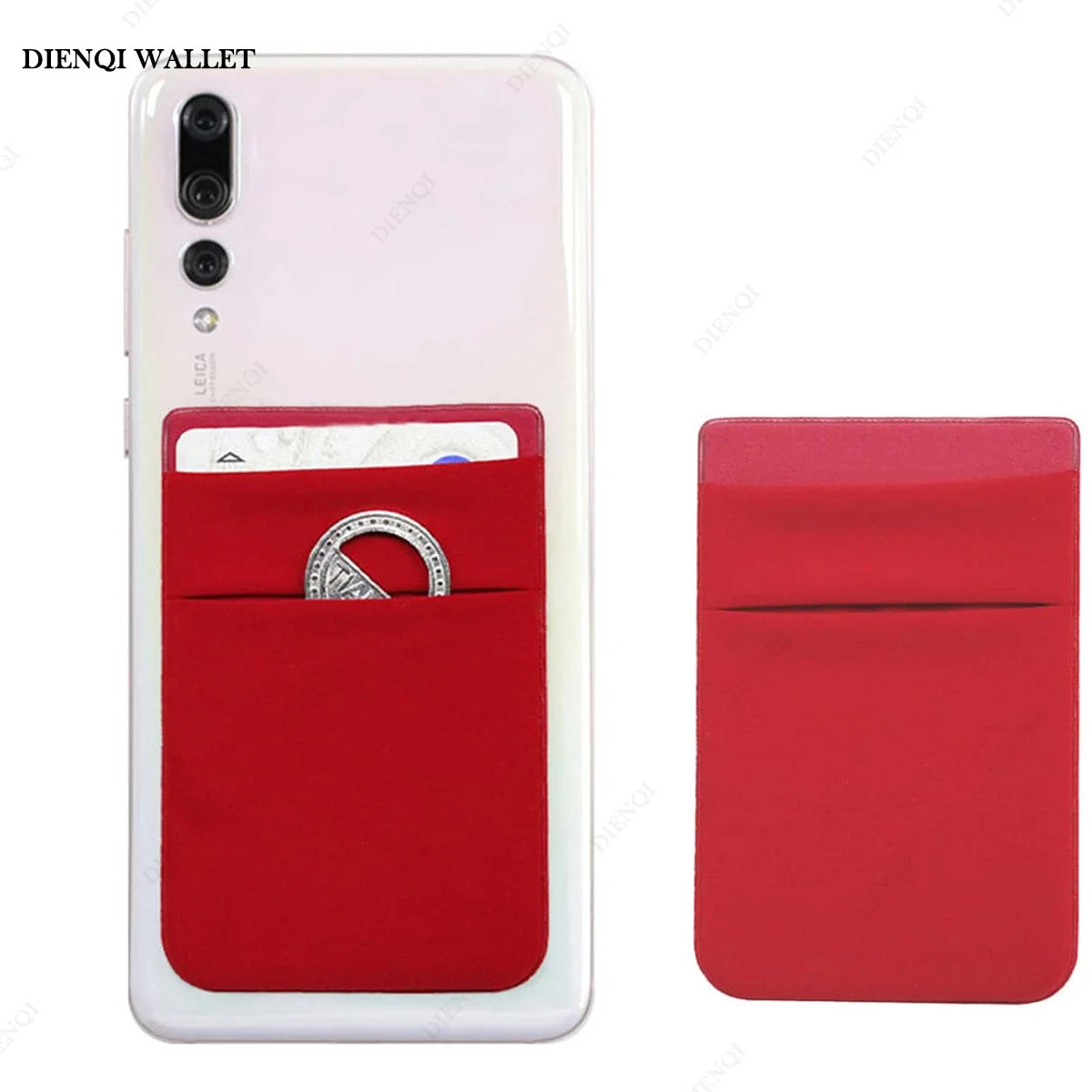 Fashion Elastic Cloth Cell Phone Card Holder Mobile Phone Wallet Case Credit ID Card Holder Adhesive Sticker Pocket Money Bag