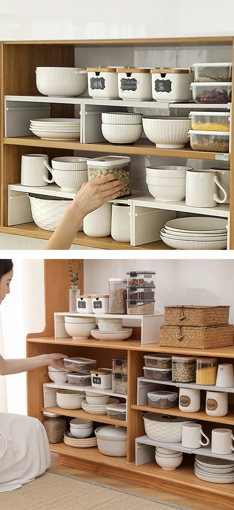 Kitchen Cupboard Organizer Retractable Cabinet Shelf Seasoning Bottle Spice Rack Dish Shelf Kitchen Accessories Storage Rack