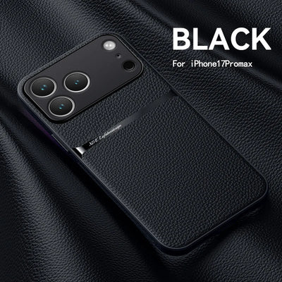 Amour Leather Phone Case For iPhone 17 16 13 12 11 Pro Max 16E Matte Cases For iPhone 17 Air 15 14 Pro Max 16 Plus Back Cover - Smarsty