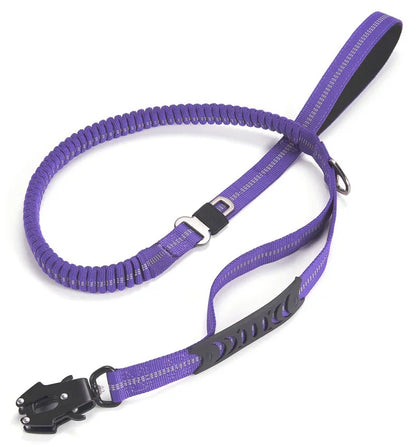 Reflective Bungee Dog Leash with Car Seatbelt Attachment - Smarsty