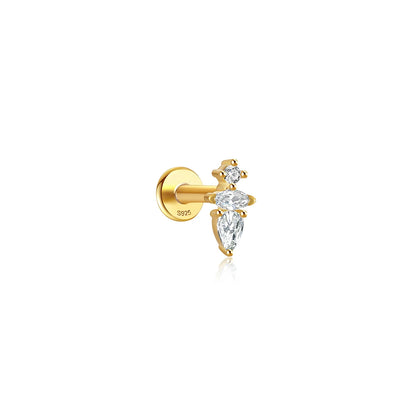 925 Sterling Silver Lotus Tassel Zircon Stud Earrings - Smarsty