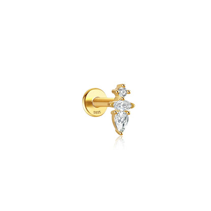 925 Sterling Silver Lotus Tassel Zircon Stud Earrings - Smarsty