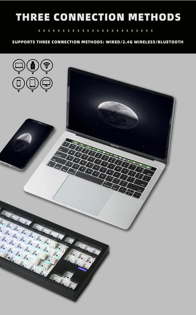 Mechanical Keyboard Kit With 3-Mode Wireless Bluetooth - Smarsty