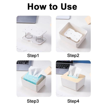 Tissue Box Tissue Dispenser Spring Automatic Lift Spring Loaded Tissue Box Office Home Kitchen Toilet Bracket Kitchen Organizer by Smarsty