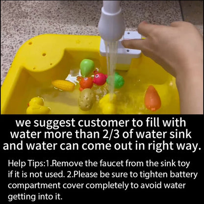 Kids Kitchen Sink Toys Electric Dishwasher Playing Toy With Running Water Pretend Play Food Fishing Toy Role Playing Girls Gift by Smarsty