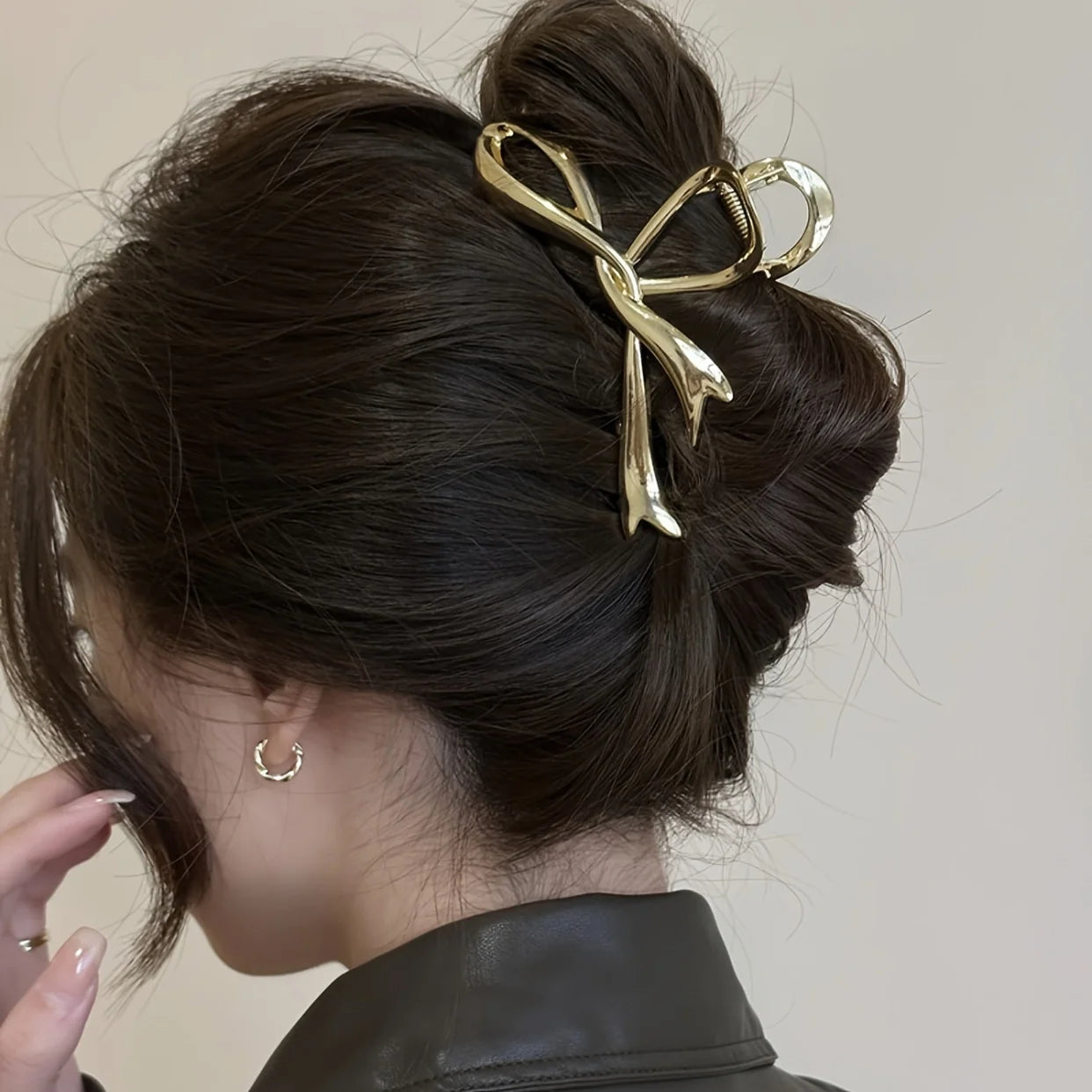 Vintage Ribbon Bow Metal Hair Claw Clips Strong Hold - Smarsty