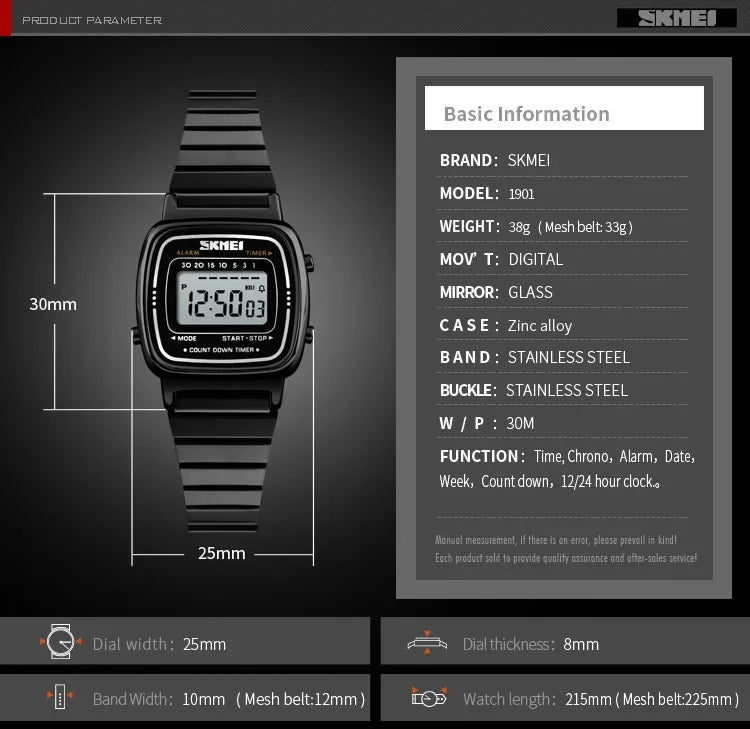 SKMEI 1901 Luxury Waterproof Digital Women's Watch - Smarsty