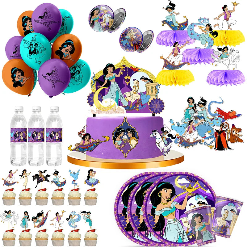 Jasmine Princess Aladdin Birthday Party Tableware Set - Smarsty