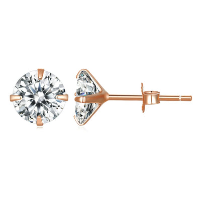 Bamoer CZ Stud Earrings 925 Sterling Silver Platinum Plated Round Cubic Zirconia Hypoallergenic Barbell Earrings 4-7mm - Smarsty
