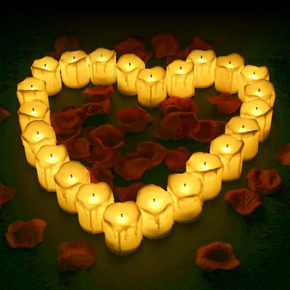 Flameless LED Votive Candles Set 100+Hour Lasting Electric Candles Battery Operated Tealight for Wedding Proposal Romantic Decor