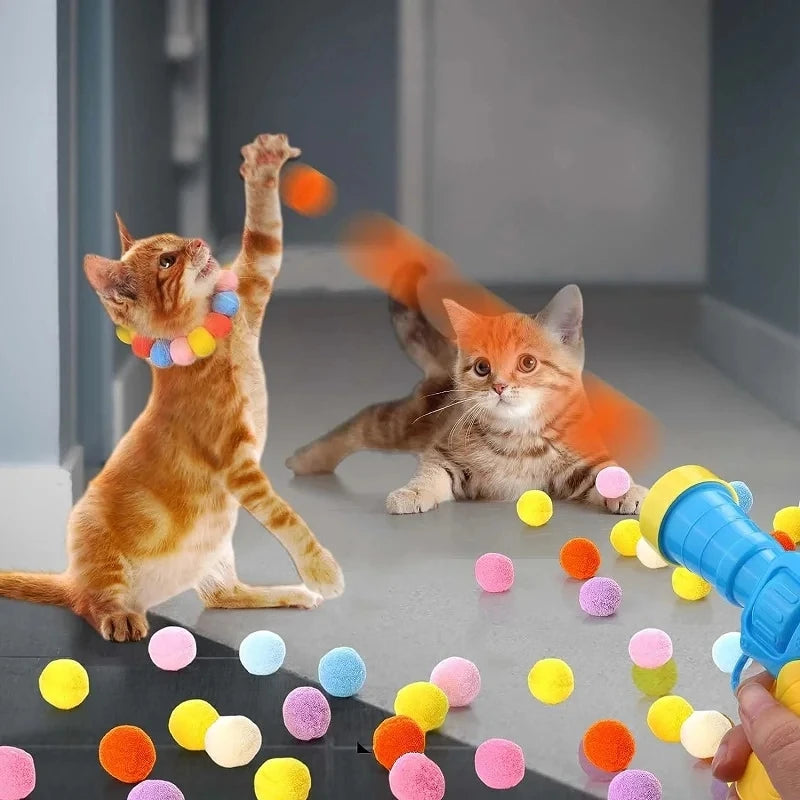 Interactive Cat Toy Shooting Gun with Plush Balls - Smarsty