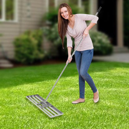 Professional Lawn Leveling Rake Soil Lawn Rake Adjustable 50-180cm Handle 180° Rotation for Perfect Turf & Green Grass
