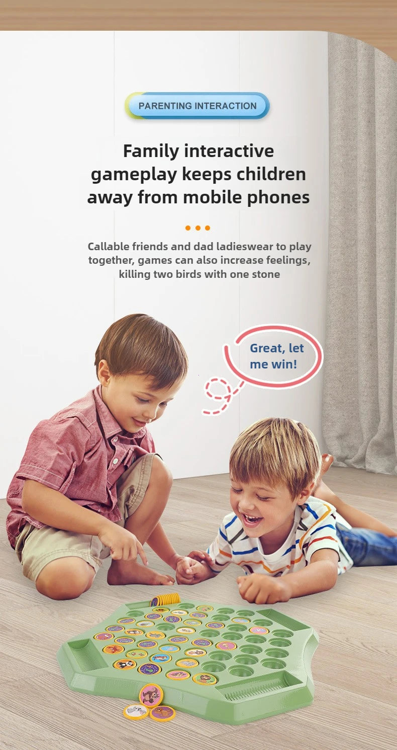 Kids Battle Chess Educational Toy Observation Concentration Training Fun Animal Flip Chess Parent-child Interactive Game Toys by Smarsty