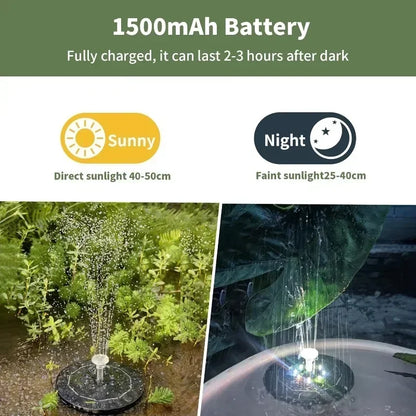 Solar Fountain Light with 7 Colors for Bird Baths - Smarsty