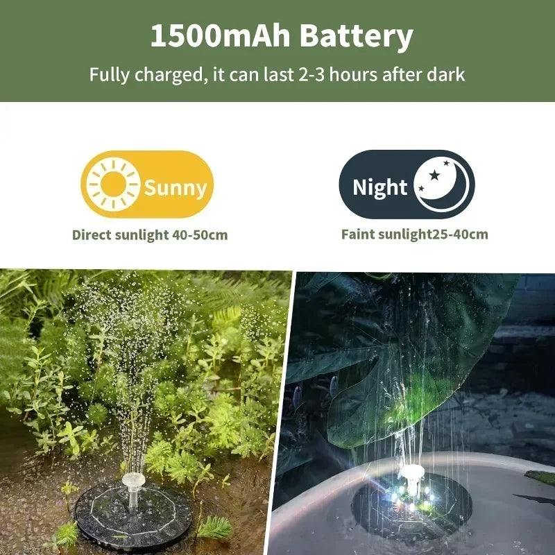 Solar Fountain Light with 7 Colors for Bird Baths - Smarsty