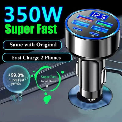 350W USB Car Charger PD QC3.0 USB C Car Phone Charger Type C Adapter for iPhone Samsung Huawei Xiaomi Quick Charge ﻿ - Smarsty
