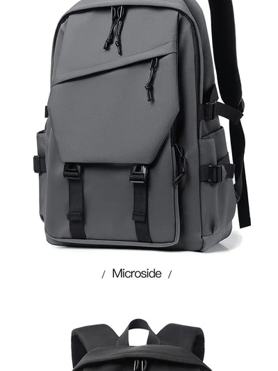 One 15 Inch Polyester Waterproof Solid Color Simple Men's Backpack Fashion Couple Student Computer Backpack - Smarsty