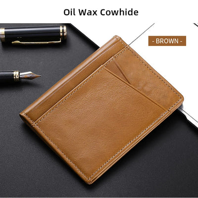 YUECIMIE Super Slim Soft Wallet Genuine Leather Mini Credit Card Holder Wallets Purse Thin Small Card Holders Men Wallet - Smarsty