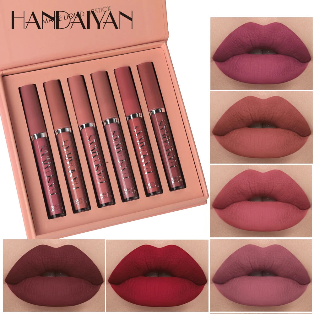 Handaiyan Set of 6 Long Lasting Non-Stick Lip Gloss - Smarsty