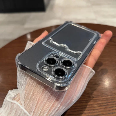 Soft Silicone Card Holder Case For iPhone Transparent Bumper - Smarsty