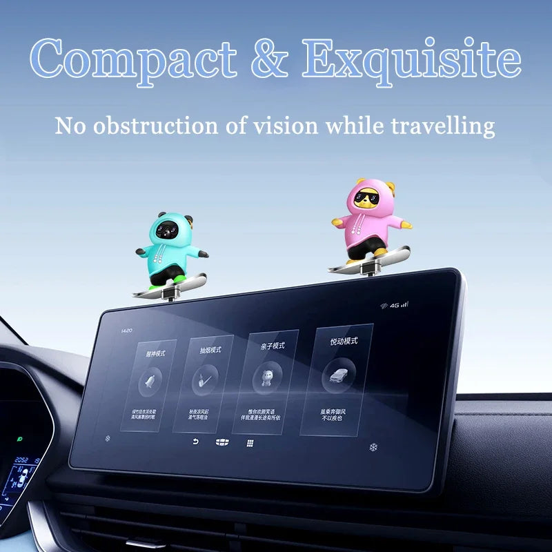 Car Center Console Ornament Bear Cartoon Alloy Sliding - Smarsty