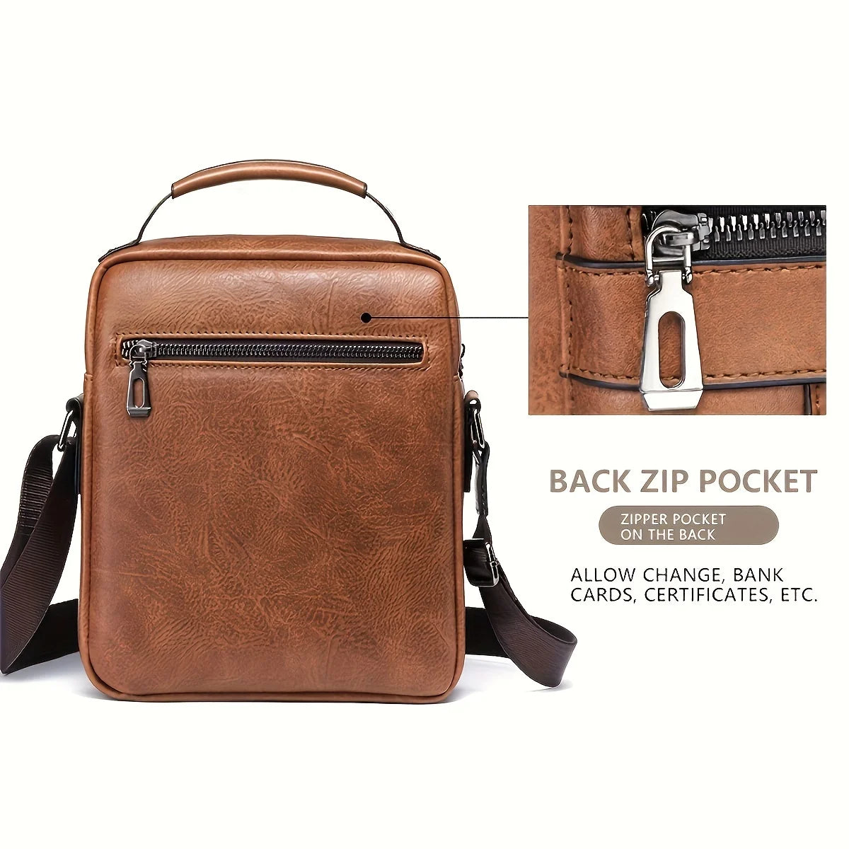 Men's PU Leather iPad Shoulder Bag Crossbody With Flap - Smarsty